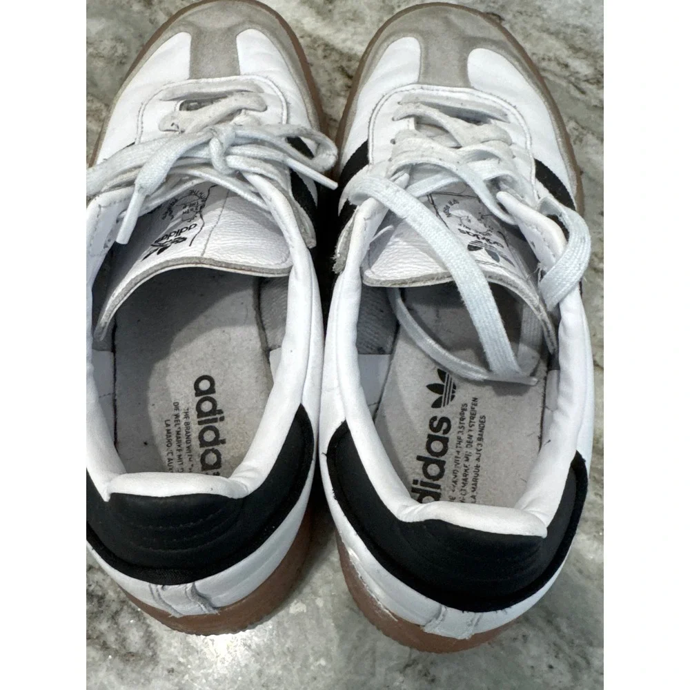 Womens Adidas Sambae Sneaker White Black size 9 classic timeless leather - Picture 10 of 10